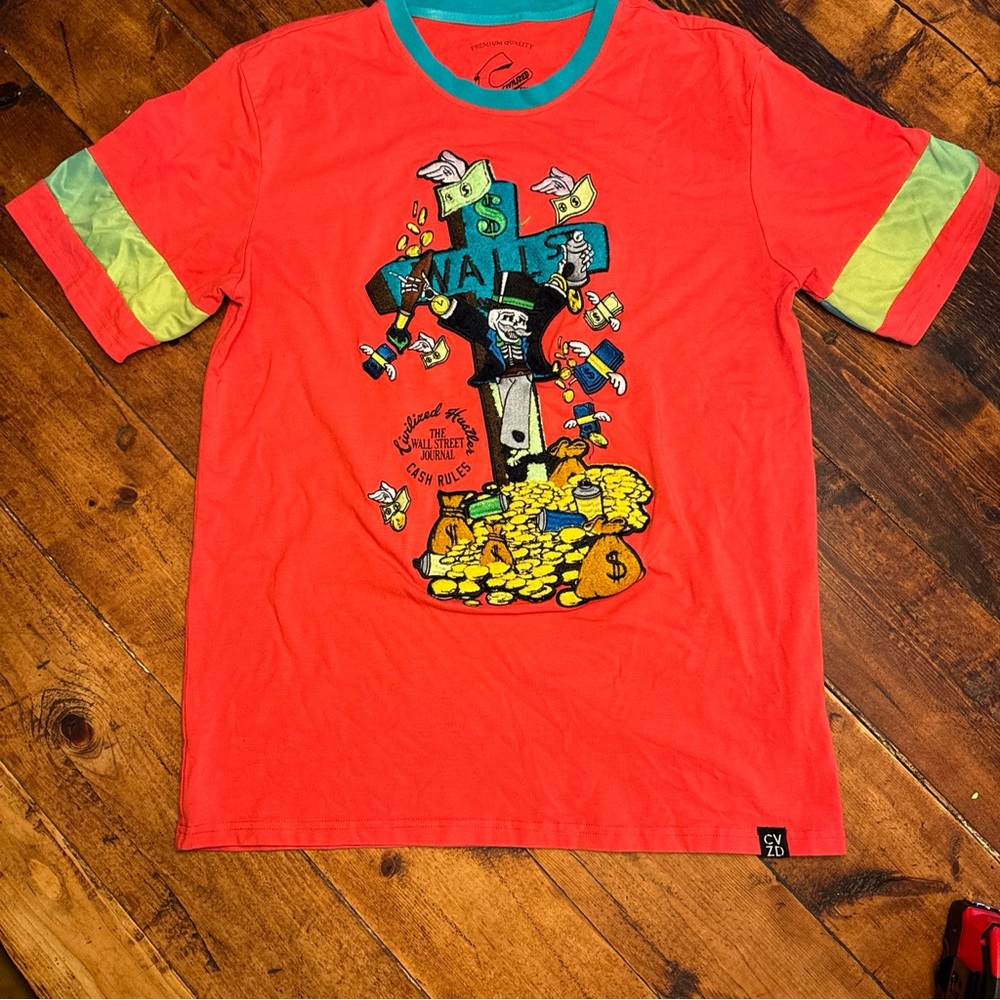 CIVILIZED CLOTHING Men's Color Block Size Large L Embroidered Cartoon Logo